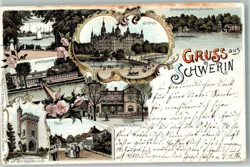Schwerin 1897 Gasthaus zu Muess Aussichtsturm Fähre Hotel Zippendorf Schloss Schwerin