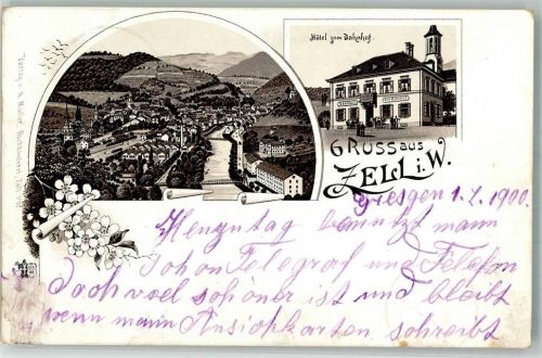Zell 1900 Verläufer Druck 1890 - 95 Hotel zum Bahnhof Verlag Ottmar Zieher-München