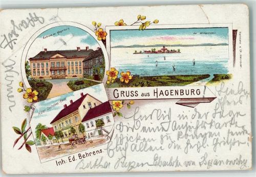 Hagenburg 1899 Schloß zu Hagenburg Der Wilhelmstein Hotel Deutsches Haus Lithographie Einriß