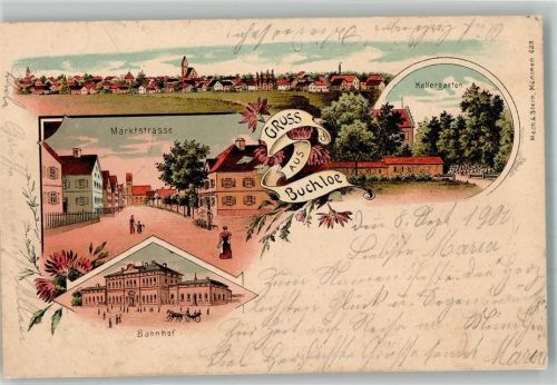 Buchloe 1900 Bahnhof Marktstraße Gasthaus Kellergarten