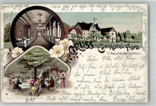 Neuhaldensleben 1897 Kurhotel Flora Speiseraum Gartenwirtschaft