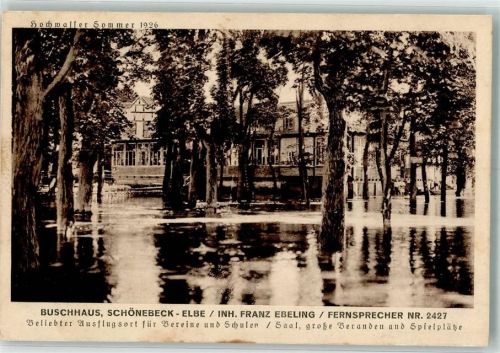 39218 O3300 Schönebeck Elbe - Hochwasser 1926 Gasthaus Buschhaus Franz Ebeling