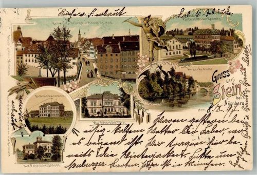 Stein 1897 Ottmar Zieher W.v. Faher`sche Villa Distrikts WaisenhausRednitzbrücke