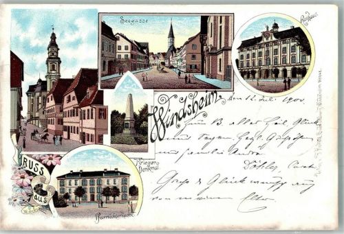 Bad Windsheim 1900 Pfarrtöchterheim Kriegerdenkmal Seegasse Rathaus