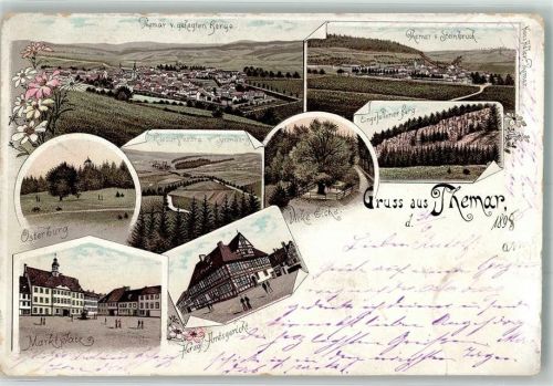 Themar 1898 Herzogl. Amtsgericht Marktplatz Osterburg Dicke Eiche Eingefallener Berg