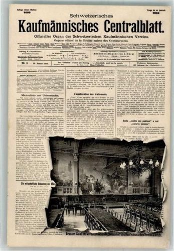 Zürich 1910 Kaufmännisches Centralblatt großer Saal des Vereins durchbrochene Papierwand