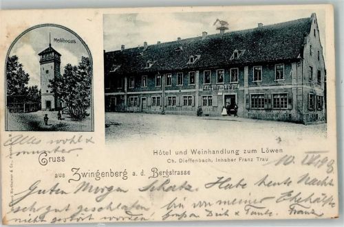 Zwingenberg 1900 Hotel-Weinhandlung zum Löwen Melibocus