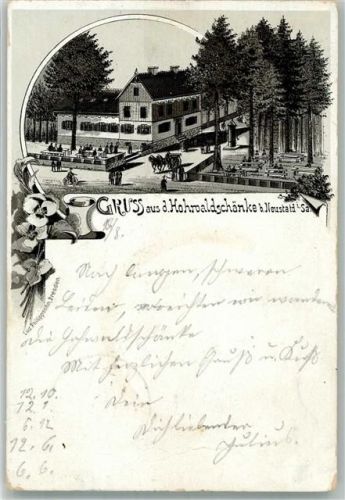 Neustadt 1896 Verläufer Druck um 1890 Gasthaus Hohenwaldschänke Gartenwirtschaft