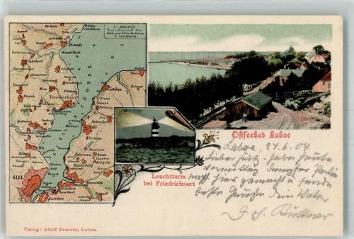 Laboe 1904 Karte Kieler Föhrde Leuchtturm Friedrichsort