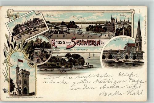 Schwerin 1897 Bahnhof Aussichtsturm Domkirche Museum Verlag Ottmar Zieher-München