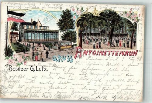 38300 W3340 Wolfenbüttel , Niedersachs 1898 Lithographie Gasthaus Etablissement Antoinettenruh Gartenwirtschaft