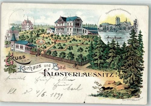 Bad Klosterlausnitz 1899 Kurhaus Klosterlausnitz Klosterkirche Schwanenteich