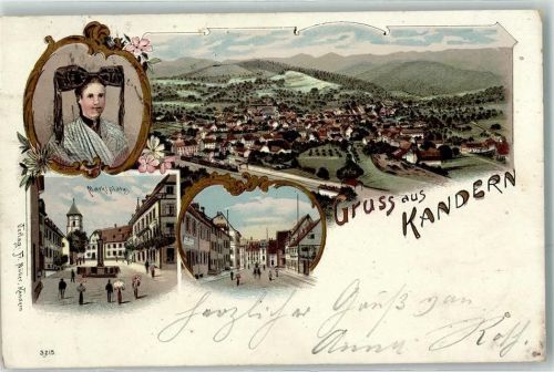 Kandern 1898 Marktplatz Tracht