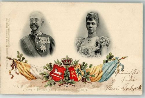 1900 Herzog und Herzogin Wappen Fahnen