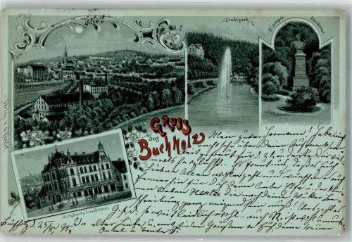 Annaberg-Buchholz 1898 Stadtpark Wasserfontaine Conditorei Schubert Bismarck-Denkmal