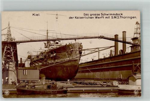 Kiel 1916 WK I Schwimmdock Werft + S.M.S. Thüringen Verlag Gebr. Lempe Serie Neptun Nr. 40