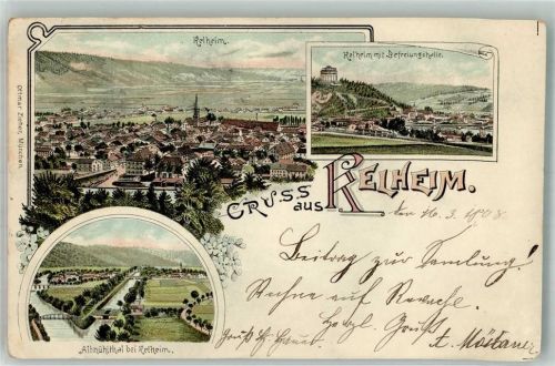 93309 W8420 Kelheim 1898 Lithographie Befreiungshalle Altmühltal
