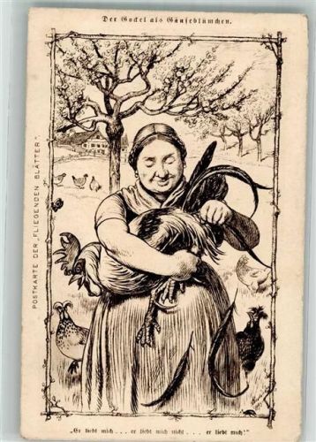 München 1908 Der Gockel als Gänseblümchen A. Oberländer Ausstellung