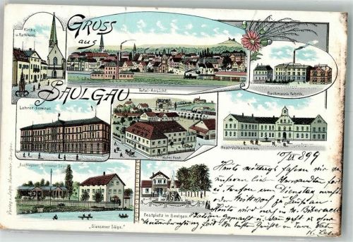 Saulgau 1899 Fabrik Bachmann SiessenerSäge Lehrer Seminar Hotel Post