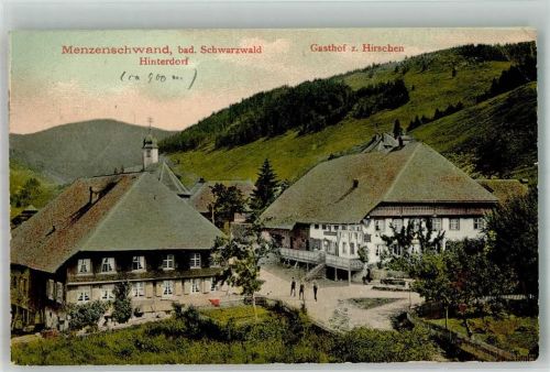 79837 W7821 Menzenschwand 1910 - Hinterdorf Gasthaus zum Hirschen Schwarzwaldhäuser Gasthaus-Stempel