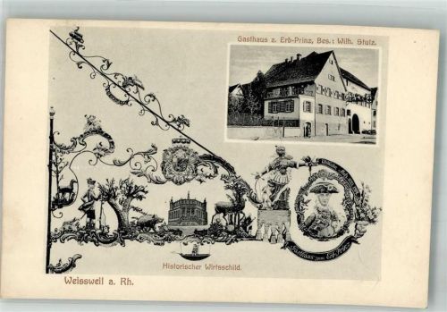 79367 W7831 Weisweil , Breisgau Foto AK Gasthausschild Gasthaus zum Erbprinz