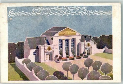 W6800 Mannheim Jubiläums Ausstellung 1907 Ausstellungshalle der Sunlicht Seifenfabrik Rheinau GmbH sign Beck Eugen Kunstgeschichte