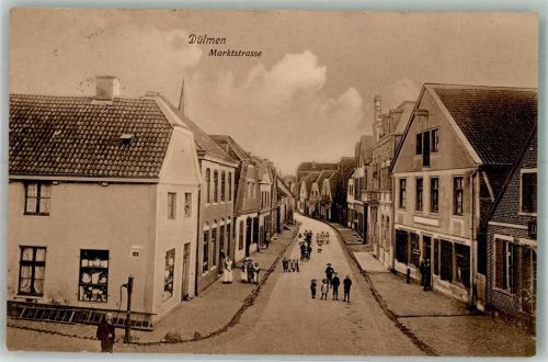 Dülmen 1909 Marktstrasse Pumpbrunnen Bahnpost Köln-Osnabrück Zug 95