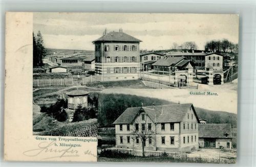 Münsingen 1906 Truppenübungsplatz Münsingen Baracken Gasthaus Manz