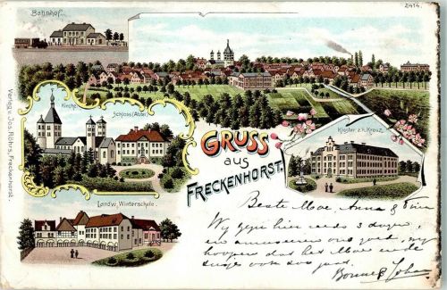 Freckenhorst 1901 Bahnhof Landw. Winterschule Schloss Kloster zum Hl. Kreuz