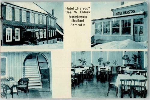 Benneckenstein Hotel Herzog Speisezimmer Treppenaufgang Winter Foto AK