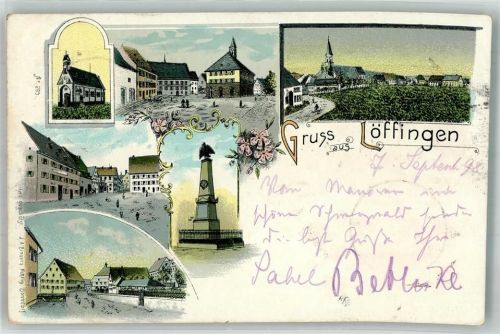 Löffingen 1898 Marktplatz Kriegerdenkmal Kapelle Dorfkirche