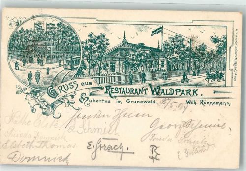 Grunewald 1897 Vorläufer Gasthaus Waldpark Straßenbahn