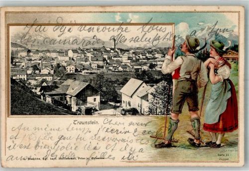 Traunstein 1905 Traunstein Bauern Heuernte Serie II Doppel Passepartout