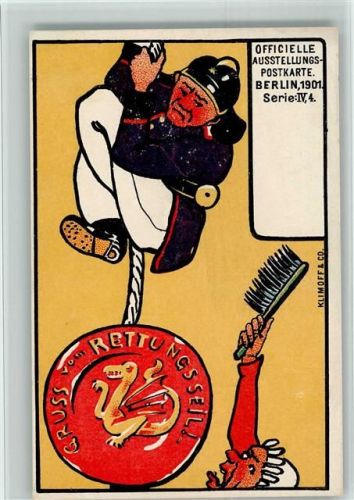 W1000 Berlin Mitte Ausstellungskarte Serie 4/4Lithographie Feuerwehr 1901 BOAKC