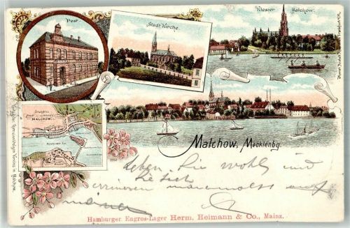 Malchow 1900 Stadtkirche Post Kloster Malchow Landkarte