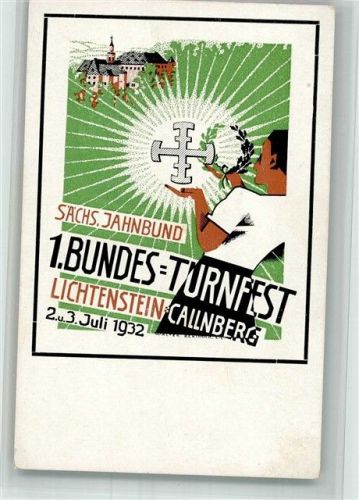 09350 O9275 Lichtenstein /Sa. 1932 BOAKC 1. Bundes-Turnfest 1932 Callnberg Sportler