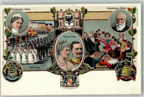 Kaiser Wilhelm II und Großherzog v. Baden Wappen Festzug Verlag Stern Nr. 5275