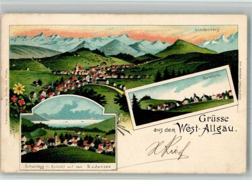Goßholz 1904 Lithographie West-Allgäu Scheidegg Lindenberg Grossholz