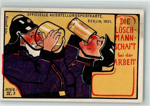 W1000 Berlin, unsortiert Ausstellung Serie 4/3 Verlag Klimoff BOAKC Lithographie Feuerwehr 1901 BOAKC