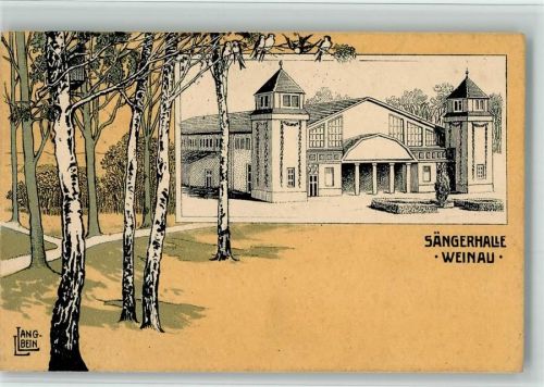 Zittau 1914 Sängerhalle Weinau sign,Langbein L. Sonderstempel Lithographie