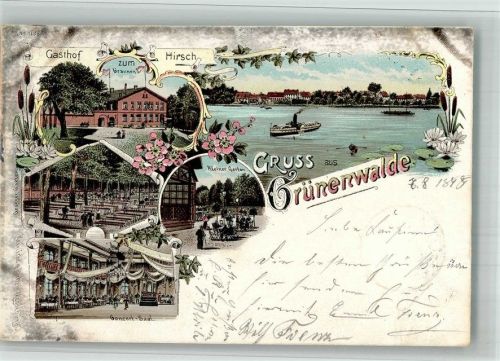 Schönebeck 1898 Grünenwalde Gasthaus zum braunen Hirsch Lithographie