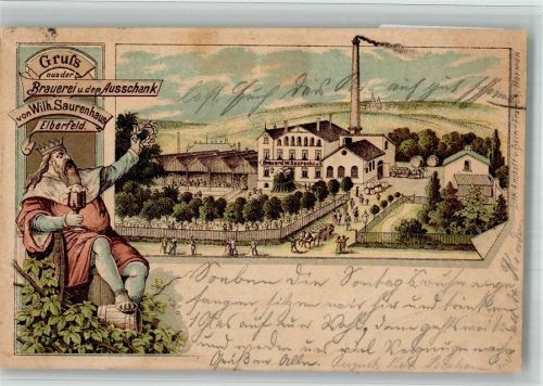 W5600 Elberfeld Gruss aus Lithographie von Wilh. Saurenhaus Brauerei BOAKC