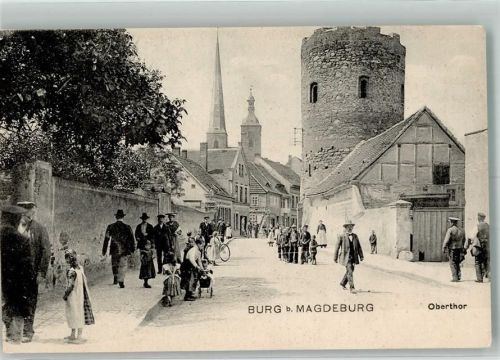 O3270 Burg b Magdeburg Obertor Fahrrad AK - Geschichte Werbe AK