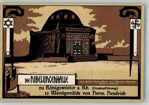 Königswinter 1914 Nibelungenhalle Wandgemälde von Herm. Hendrich Architekten Hans Meier und Werner Berendt
