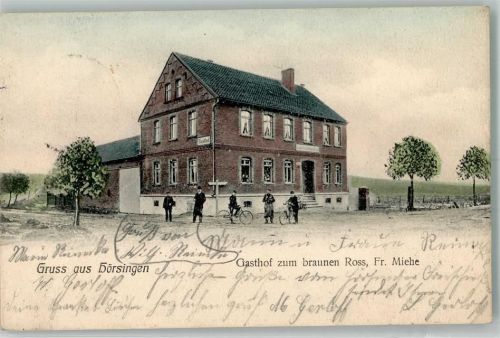 Hörsingen 1904 Gasthaus zum braunen Ross Fahrräder