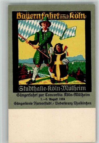 Köln Mülheim 901 1924 Entwurf Leo Thomas Bayernfahrt Sängerfahrt zur Concordia Köln Mülheim