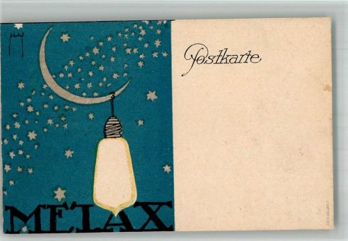 Werbung Metax Lampe sign. Ernst Deutsch-Dryden Motivkarte