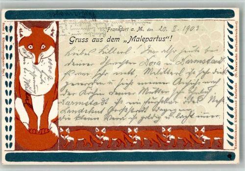Frankfurt 1903 Serie 1 Nr. 1 Gruss aus dem Malepartus Restaurant Fuchs Adelskorrespondenz