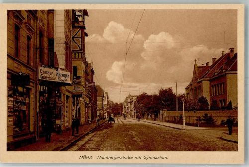 Moers 1916 Hombergerstraße Gymnasium Bekleidungsgeschäft Drogerie