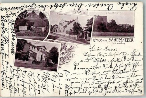 Sandesneben 1901 Post & Telegrafenamt Pension Dieckmann Kirche Altes Wendenhaus